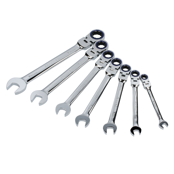 Urrea Wrench Set, 7Pc Flex Comb Rtch 12MF7M